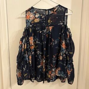Lucky brand Floral cold shoulder top